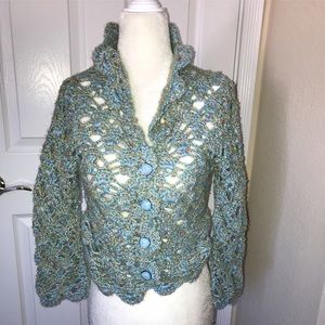 HP!! Tapemeasure Vintage Turquoise Sweater Jacket